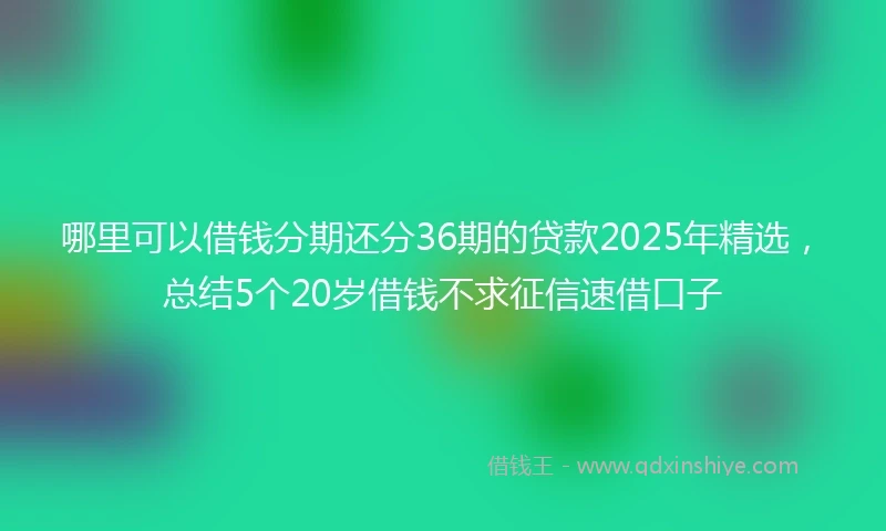 哪里可以借钱分期还分36期的贷款2025年精选，总结5个20岁借钱不求征信速借口子