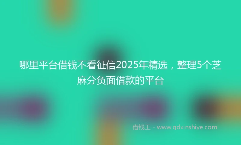 哪里平台借钱不看征信2025年精选，整理5个芝麻分负面借款的平台
