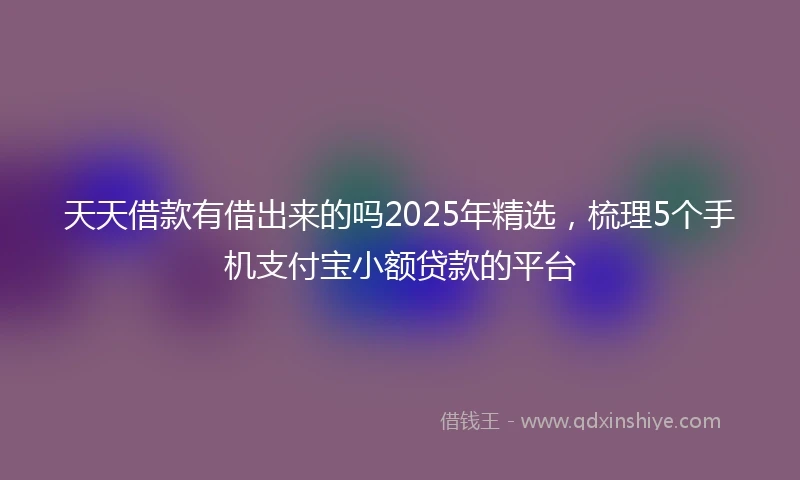 天天借款有借出来的吗2025年精选，梳理5个手机支付宝小额贷款的平台
