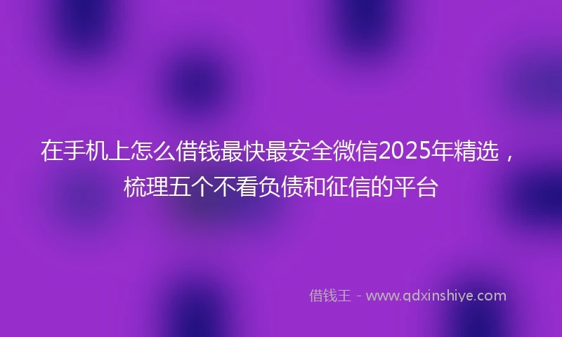 在手机上怎么借钱最快最安全微信2025年精选，梳理五个不看负债和征信的平台
