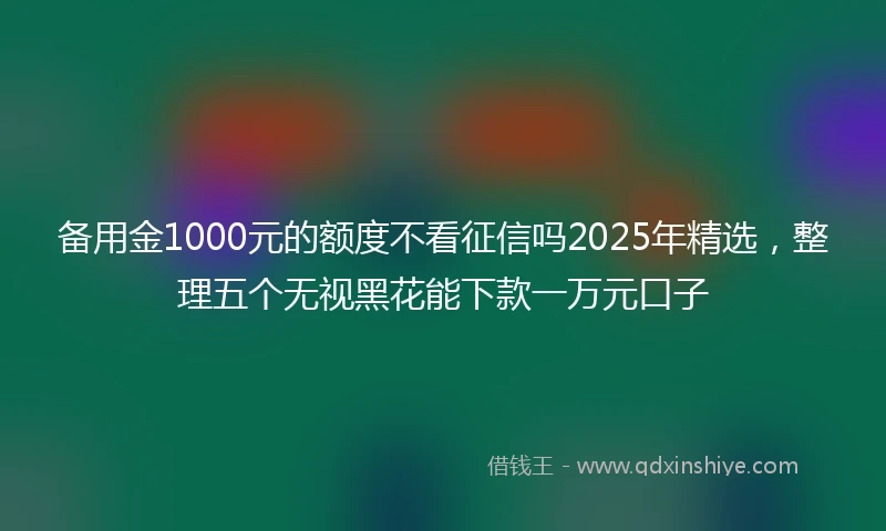 备用金1000元的额度不看征信吗2025年精选，整理五个无视黑花能下款一万元口子