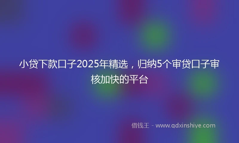 小贷下款口子2025年精选，归纳5个审贷口子审核加快的平台