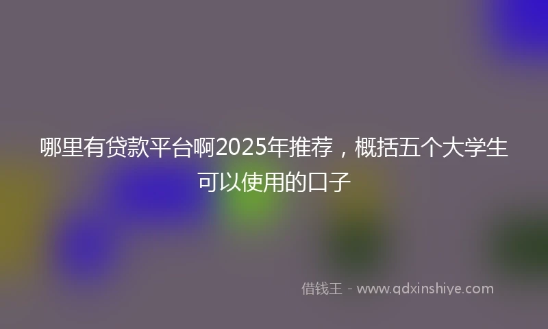 哪里有贷款平台啊2025年推荐，概括五个大学生可以使用的口子