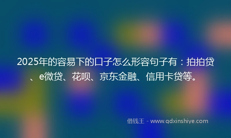 2025年的容易下的口子怎么形容句子有：拍拍贷、e微贷、花呗、京东金融、信用卡贷等。
