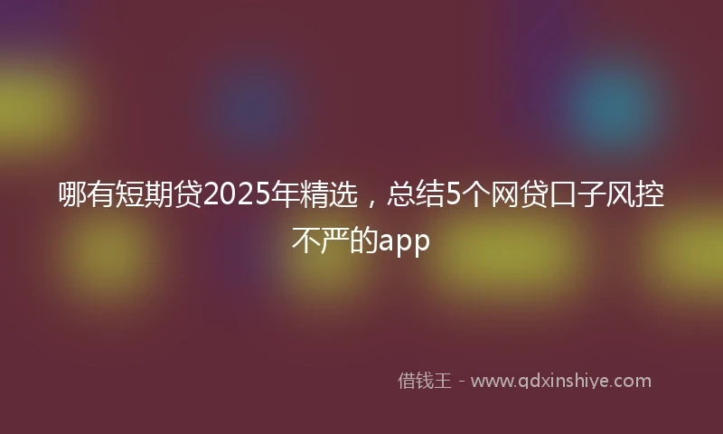 哪有短期贷2025年精选，总结5个网贷口子风控不严的app