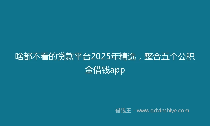 啥都不看的贷款平台2025年精选，整合五个公积金借钱app