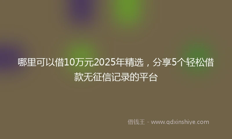 哪里可以借10万元2025年精选，分享5个轻松借款无征信记录的平台