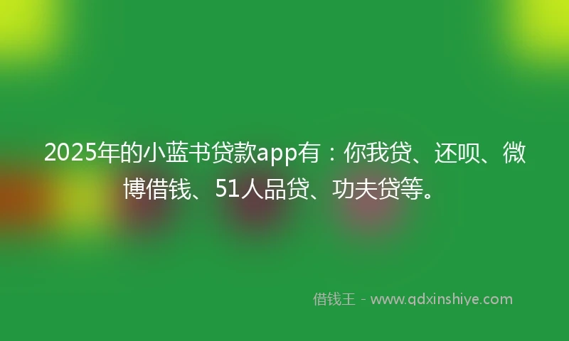 2025年的小蓝书贷款app有：你我贷、还呗、微博借钱、51人品贷、功夫贷等。