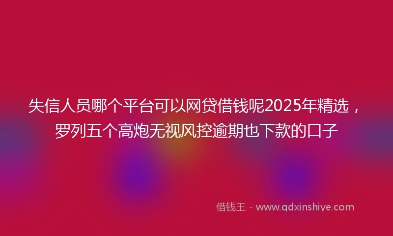 失信人员哪个平台可以网贷借钱呢2025年精选，罗列五个高炮无视风控逾期也下款的口子