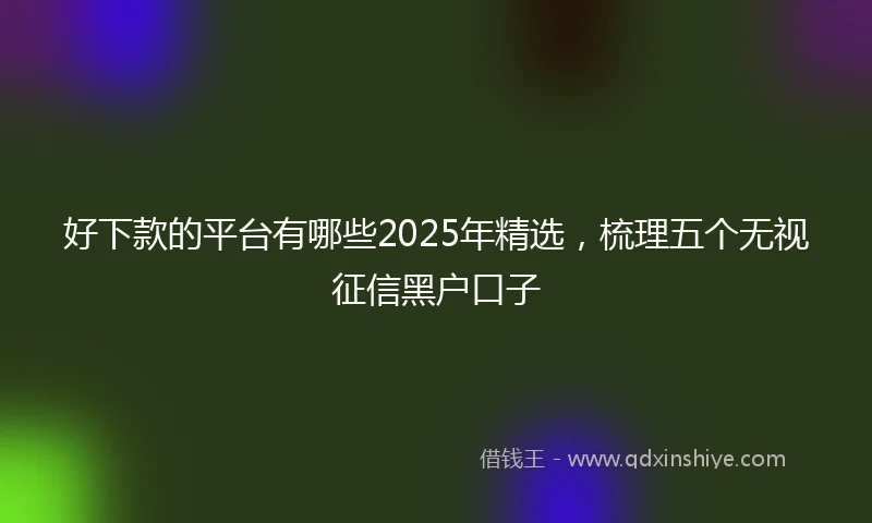 好下款的平台有哪些2025年精选，梳理五个无视征信黑户口子