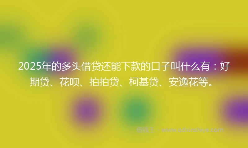 2025年的多头借贷还能下款的口子叫什么有：好期贷、花呗、拍拍贷、柯基贷、安逸花等。