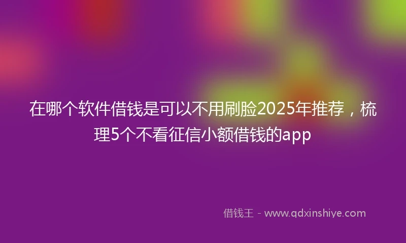 在哪个软件借钱是可以不用刷脸2025年推荐，梳理5个不看征信小额借钱的app