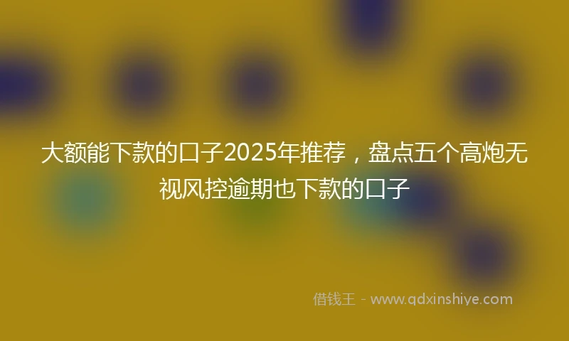 大额能下款的口子2025年推荐，盘点五个高炮无视风控逾期也下款的口子