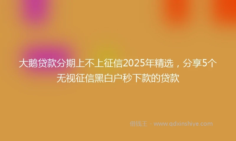 大鹅贷款分期上不上征信2025年精选，分享5个无视征信黑白户秒下款的贷款