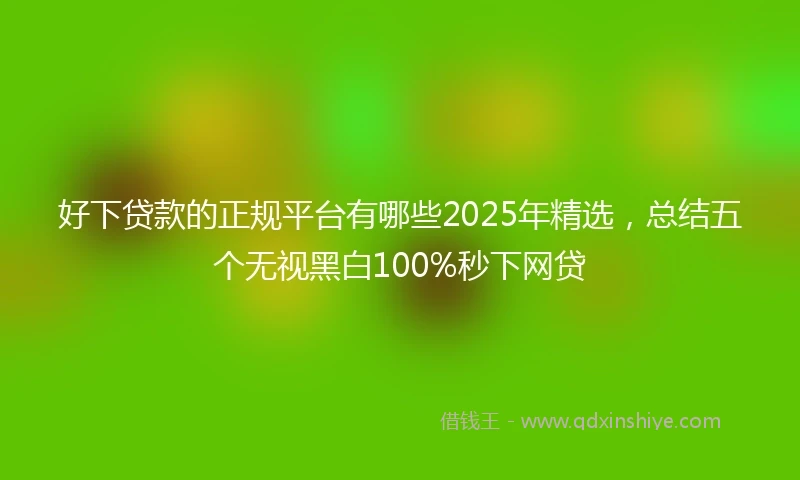 好下贷款的正规平台有哪些2025年精选，总结五个无视黑白100%秒下网贷
