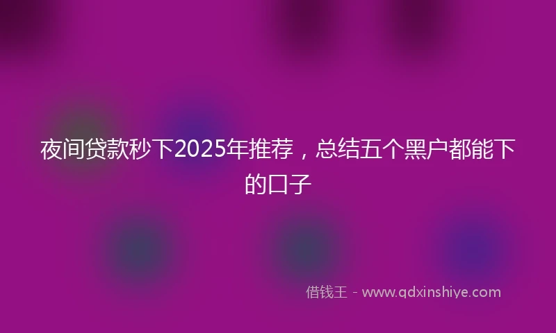 夜间贷款秒下2025年推荐，总结五个黑户都能下的口子