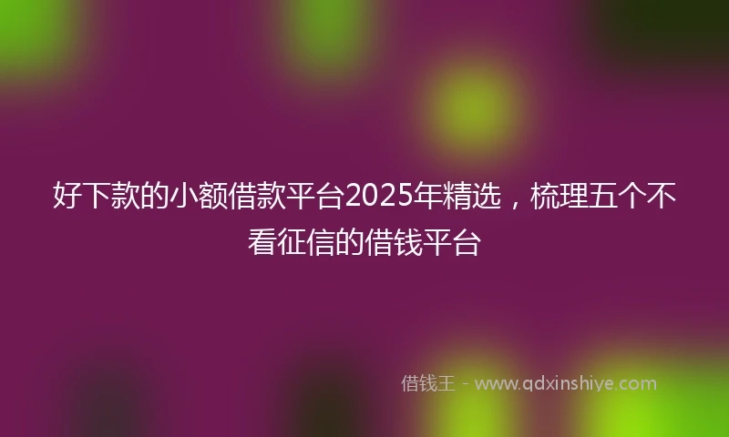 好下款的小额借款平台2025年精选，梳理五个不看征信的借钱平台