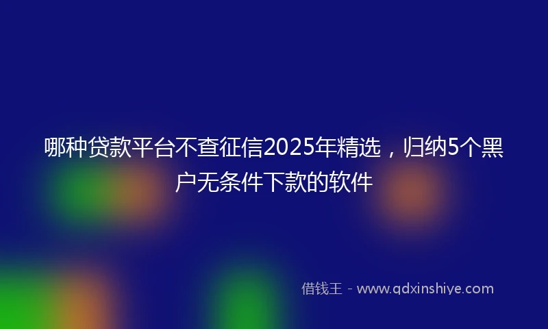 哪种贷款平台不查征信2025年精选，归纳5个黑户无条件下款的软件