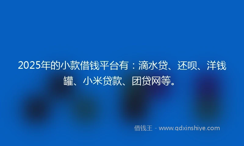 2025年的小款借钱平台有：滴水贷、还呗、洋钱罐、小米贷款、团贷网等。