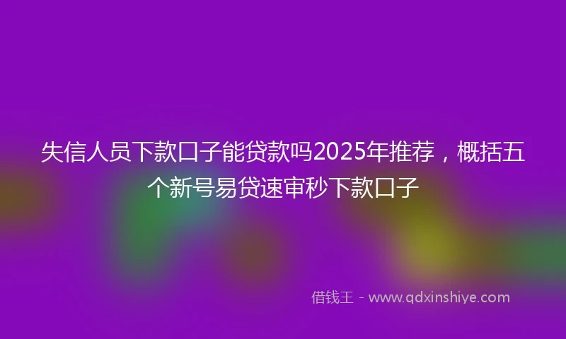 失信人员下款口子能贷款吗2025年推荐，概括五个新号易贷速审秒下款口子