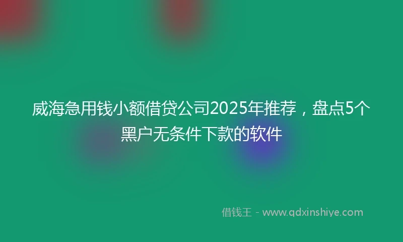 威海急用钱小额借贷公司2025年推荐，盘点5个黑户无条件下款的软件