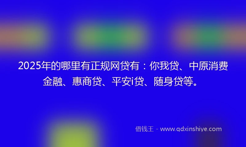 2025年的哪里有正规网贷有：你我贷、中原消费金融、惠商贷、平安i贷、随身贷等。