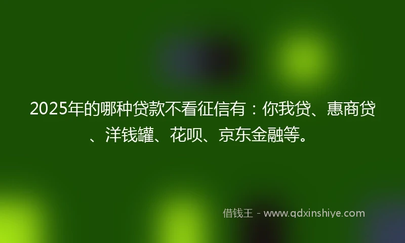 2025年的哪种贷款不看征信有：你我贷、惠商贷、洋钱罐、花呗、京东金融等。