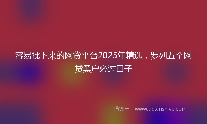 容易批下来的网贷平台2025年精选，罗列五个网贷黑户必过口子