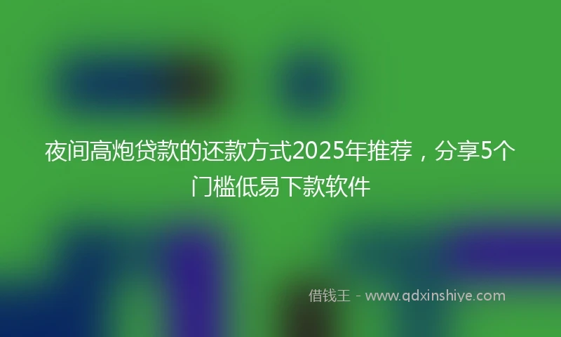 夜间高炮贷款的还款方式2025年推荐，分享5个门槛低易下款软件