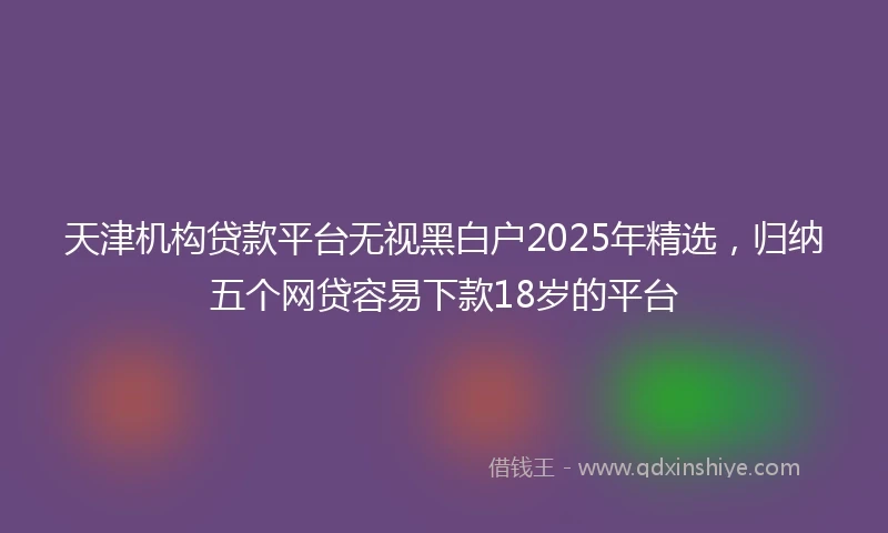 天津机构贷款平台无视黑白户2025年精选，归纳五个网贷容易下款18岁的平台