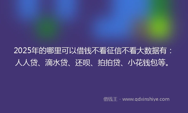 2025年的哪里可以借钱不看征信不看大数据有：人人贷、滴水贷、还呗、拍拍贷、小花钱包等。