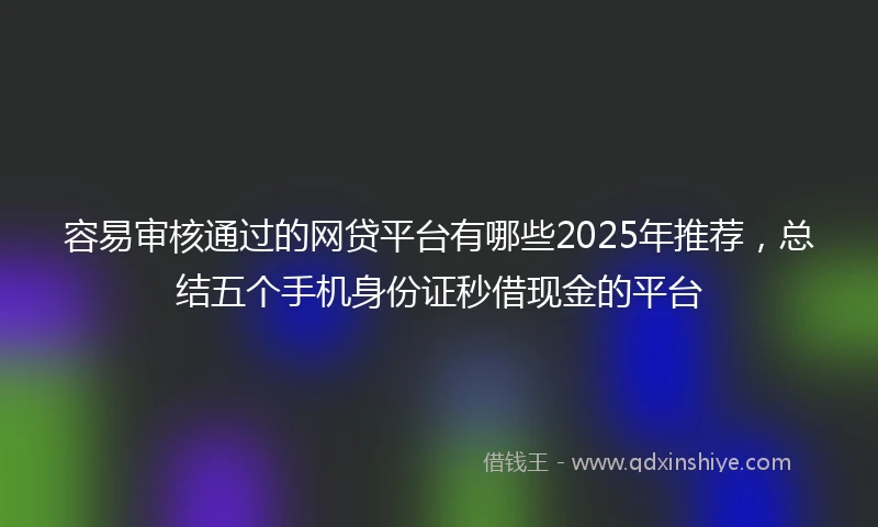 容易审核通过的网贷平台有哪些2025年推荐，总结五个手机身份证秒借现金的平台
