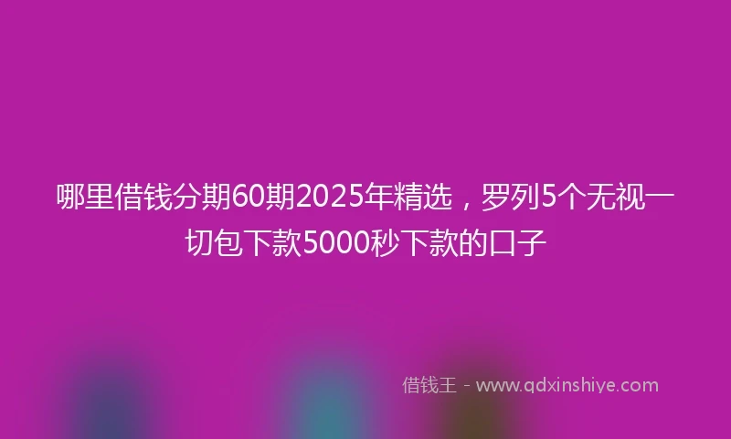 哪里借钱分期60期2025年精选，罗列5个无视一切包下款5000秒下款的口子