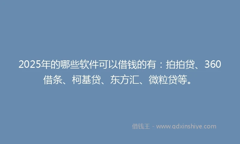 2025年的哪些软件可以借钱的有：拍拍贷、360借条、柯基贷、东方汇、微粒贷等。