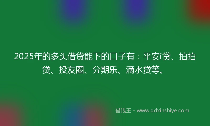2025年的多头借贷能下的口子有：平安i贷、拍拍贷、投友圈、分期乐、滴水贷等。