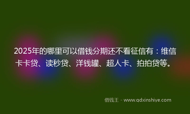 2025年的哪里可以借钱分期还不看征信有：维信卡卡贷、读秒贷、洋钱罐、超人卡、拍拍贷等。