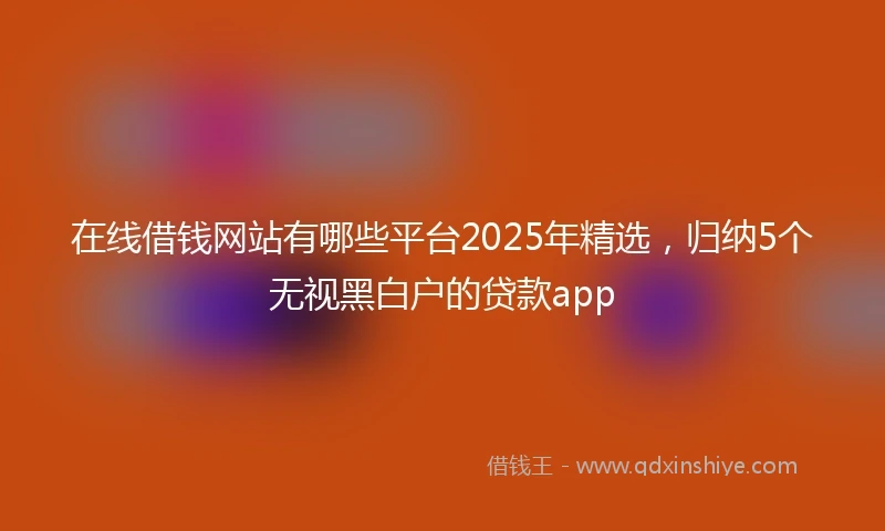 在线借钱网站有哪些平台2025年精选，归纳5个无视黑白户的贷款app