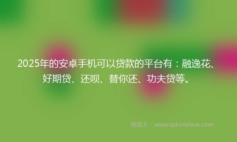 2025年的安卓手机可以贷款的平台有：融逸花、好期贷、还呗、替你还、功夫贷等。