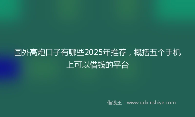 国外高炮口子有哪些2025年推荐，概括五个手机上可以借钱的平台