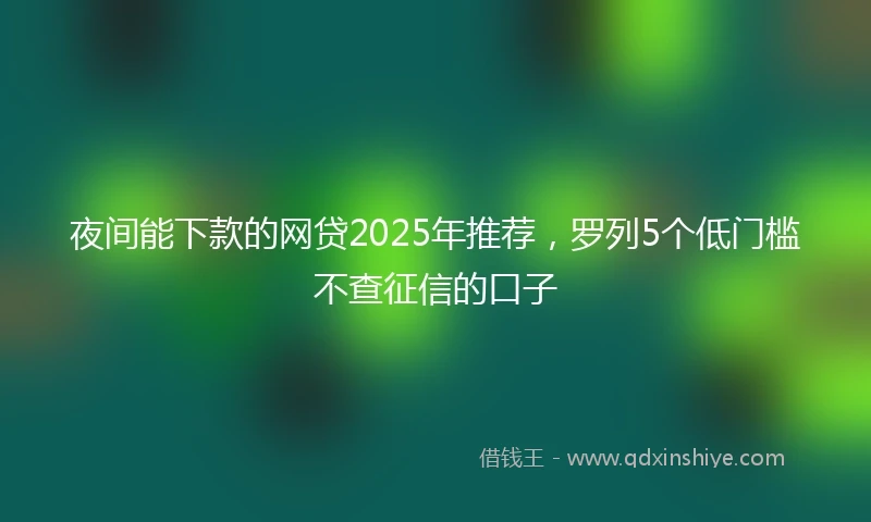 夜间能下款的网贷2025年推荐，罗列5个低门槛不查征信的口子