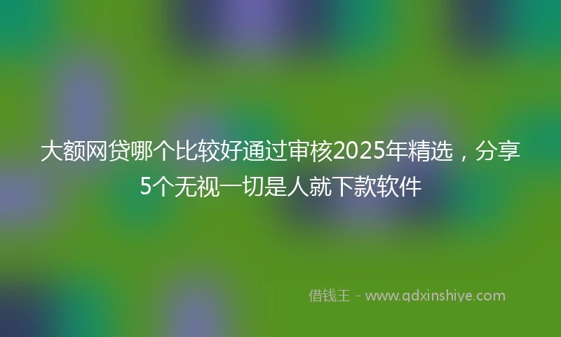 大额网贷哪个比较好通过审核2025年精选，分享5个无视一切是人就下款软件