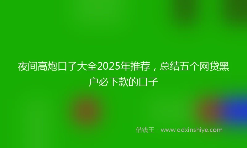 夜间高炮口子大全2025年推荐，总结五个网贷黑户必下款的口子