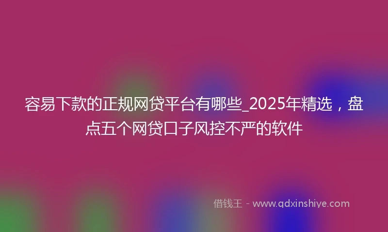 容易下款的正规网贷平台有哪些_2025年精选，盘点五个网贷口子风控不严的软件