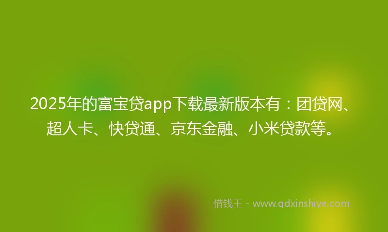 2025年的富宝贷app下载最新版本有：团贷网、超人卡、快贷通、京东金融、小米贷款等。