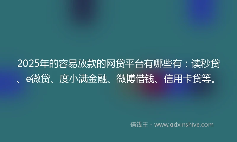 2025年的容易放款的网贷平台有哪些有：读秒贷、e微贷、度小满金融、微博借钱、信用卡贷等。