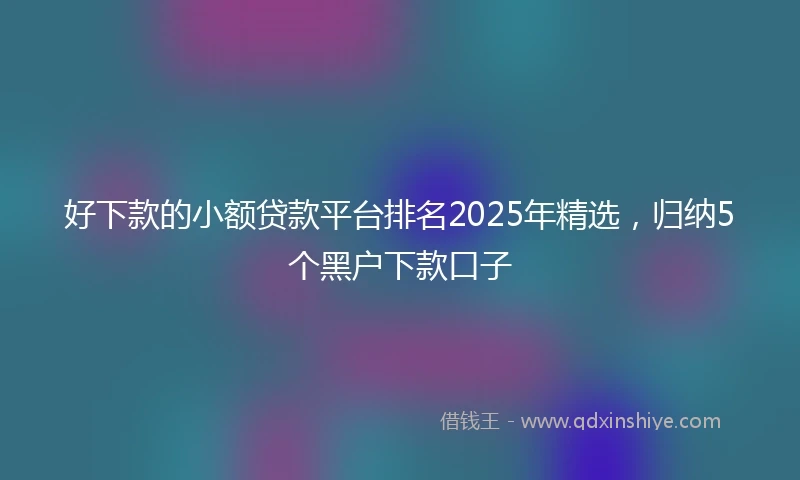 好下款的小额贷款平台排名2025年精选，归纳5个黑户下款口子