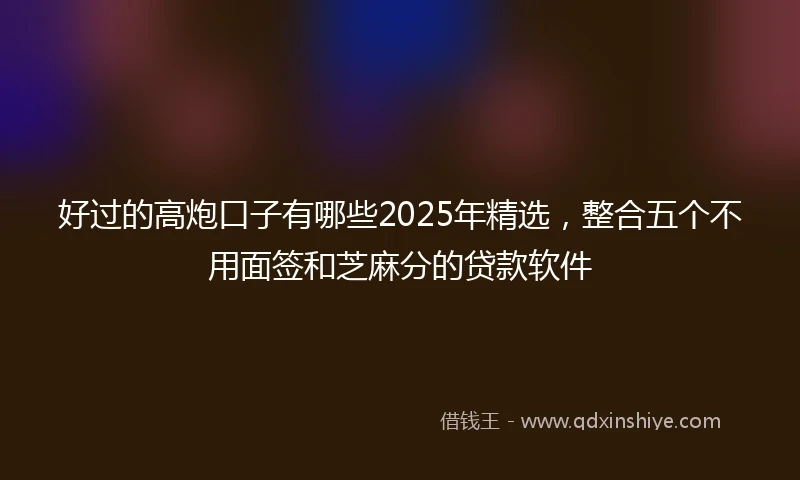 好过的高炮口子有哪些2025年精选，整合五个不用面签和芝麻分的贷款软件