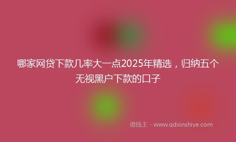 哪家网贷下款几率大一点2025年精选，归纳五个无视黑户下款的口子