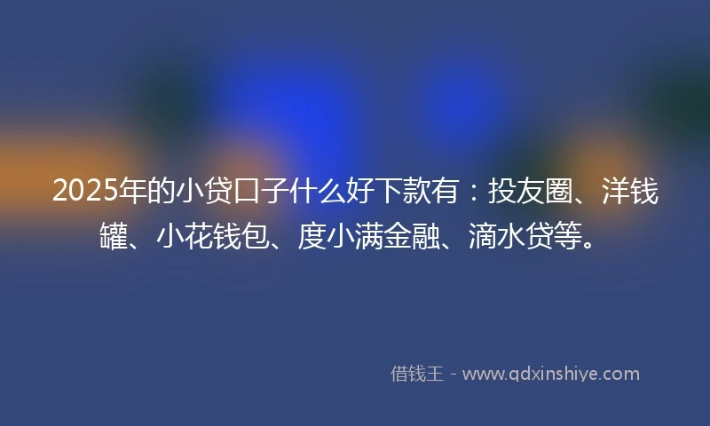 2025年的小贷口子什么好下款有：投友圈、洋钱罐、小花钱包、度小满金融、滴水贷等。
