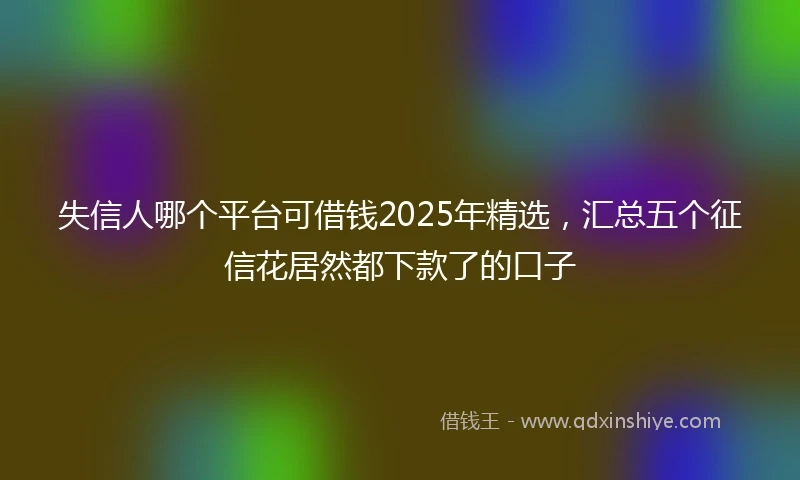 失信人哪个平台可借钱2025年精选，汇总五个征信花居然都下款了的口子